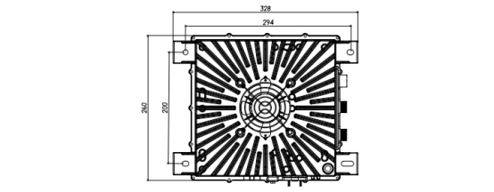 风冷式 3.3KW72V 车载充电机 电动车充电器机械尺寸图  俯视图